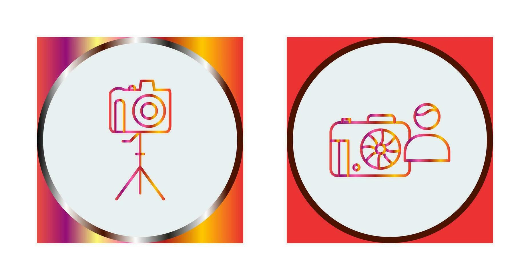 camera on stand and photographer Icon vector
