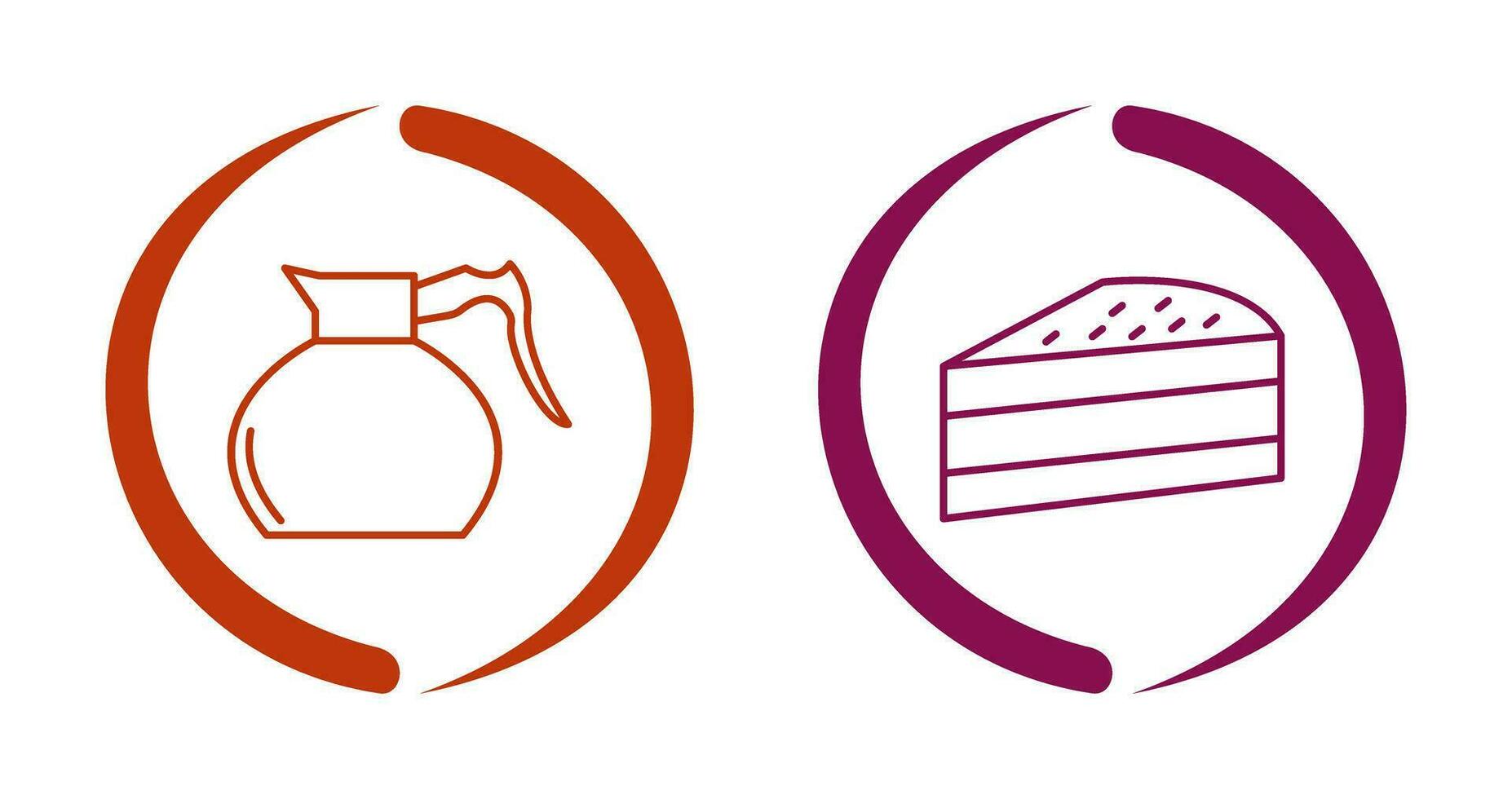 cake slice and coffee pot  Icon vector