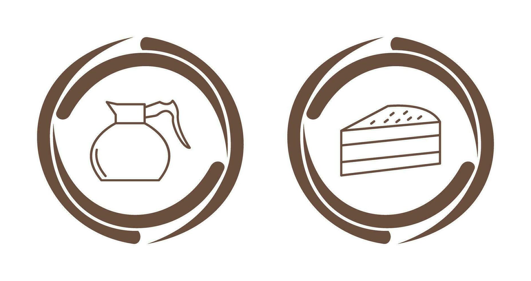 cake slice and coffee pot  Icon vector