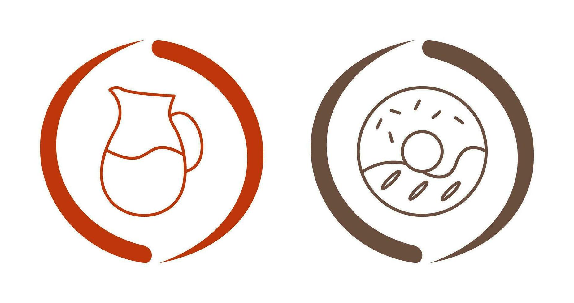 Leche jarra y crema rosquilla icono vector