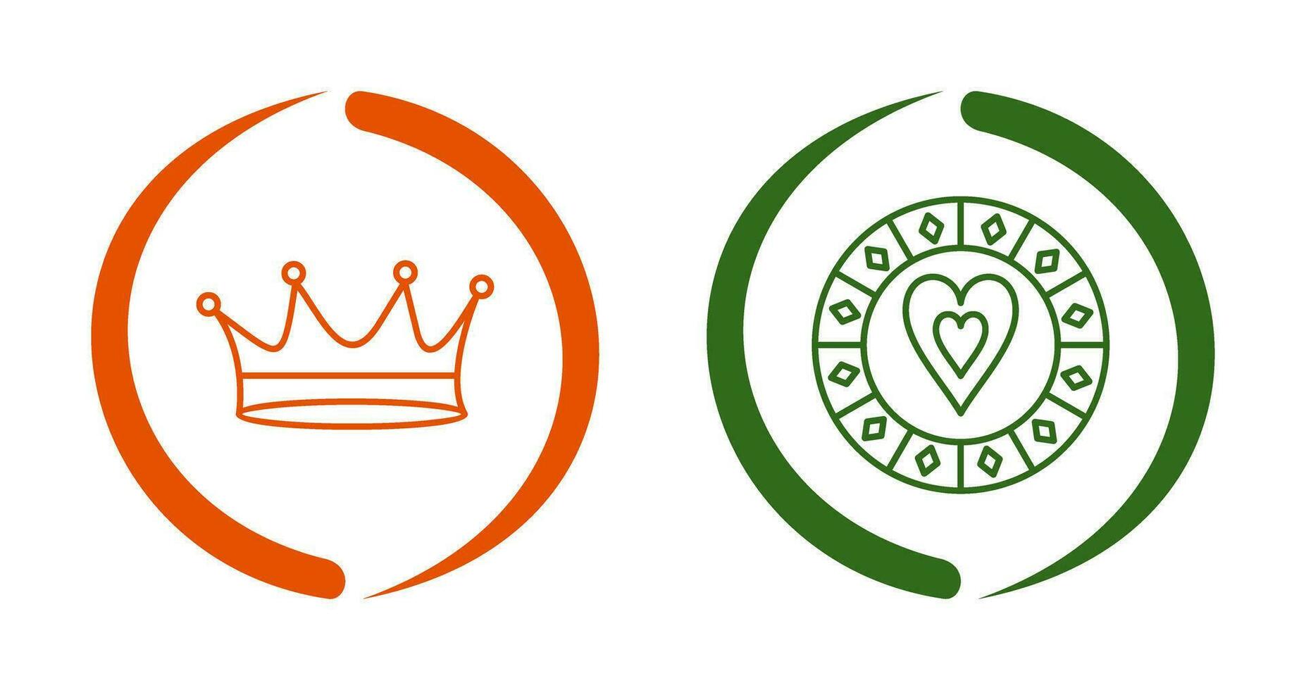 king crown and heart chip Icon vector