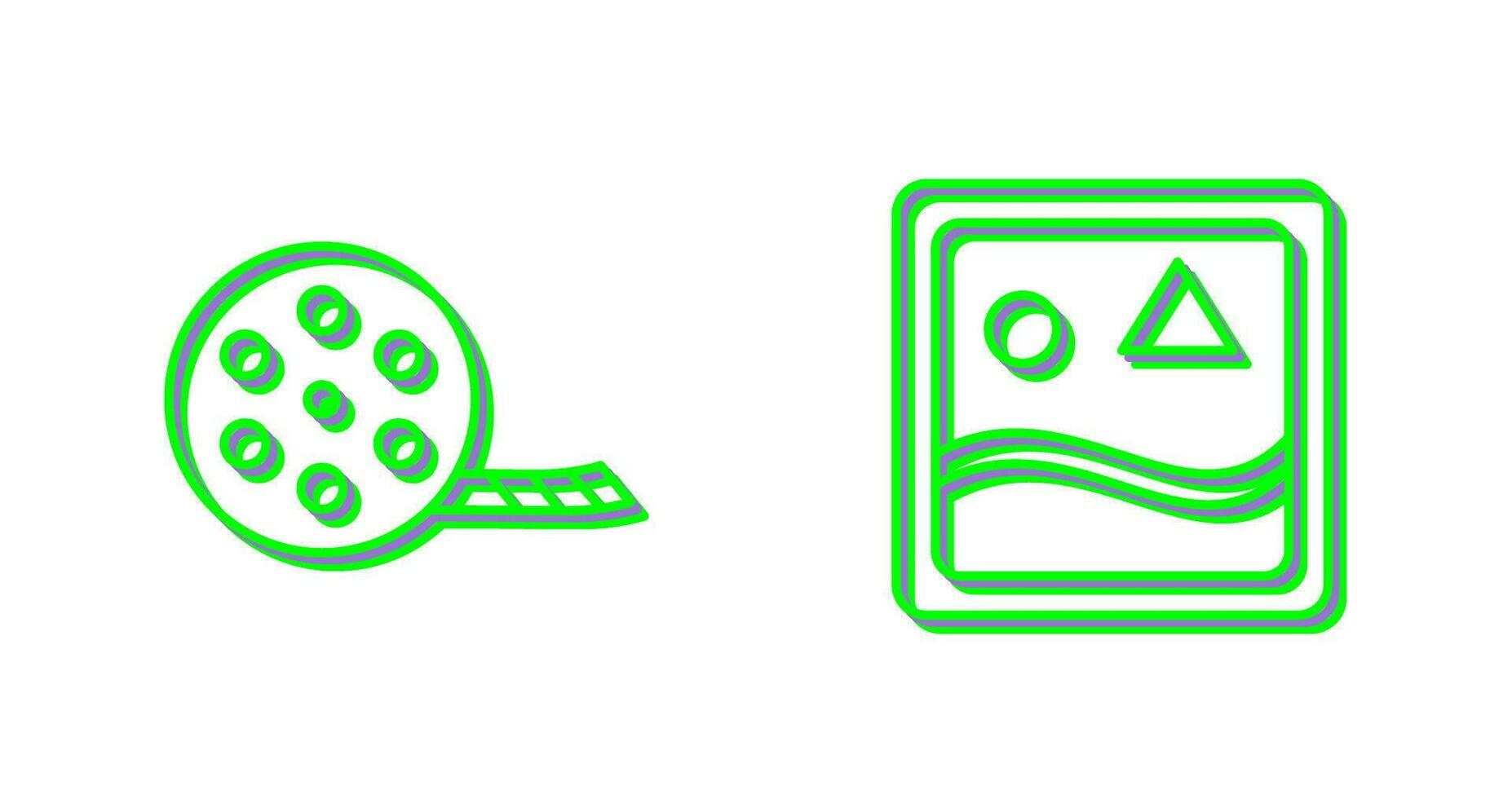 película carrete y imágenes icono vector