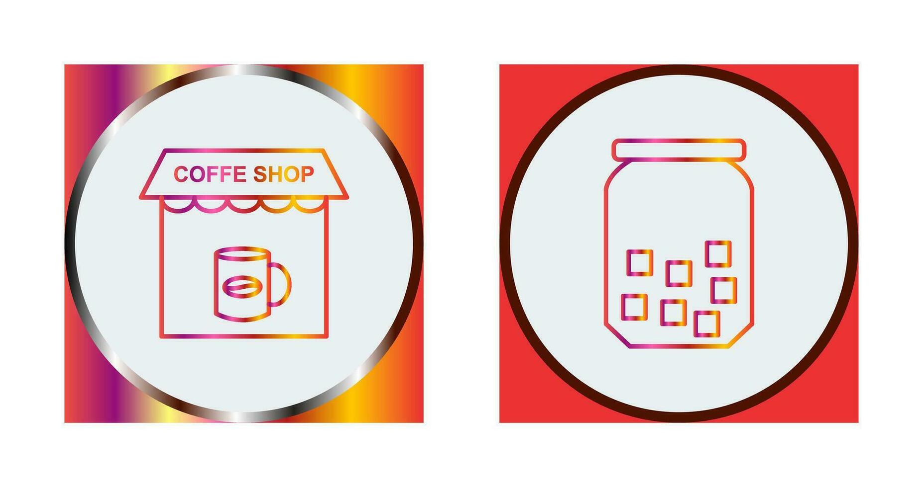 café tienda y azúcar botella icono vector