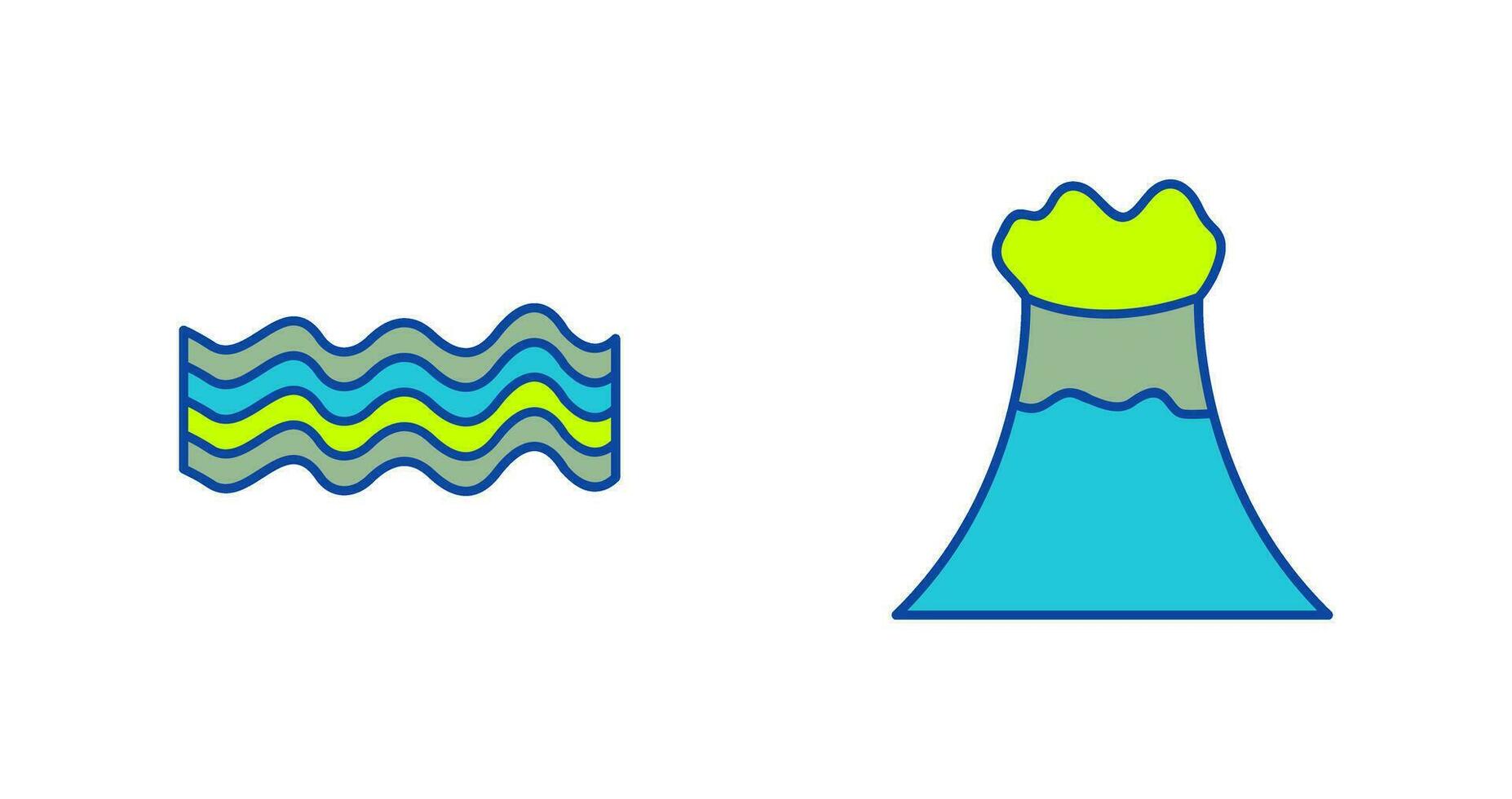 magnetic waves and volcano Icon vector