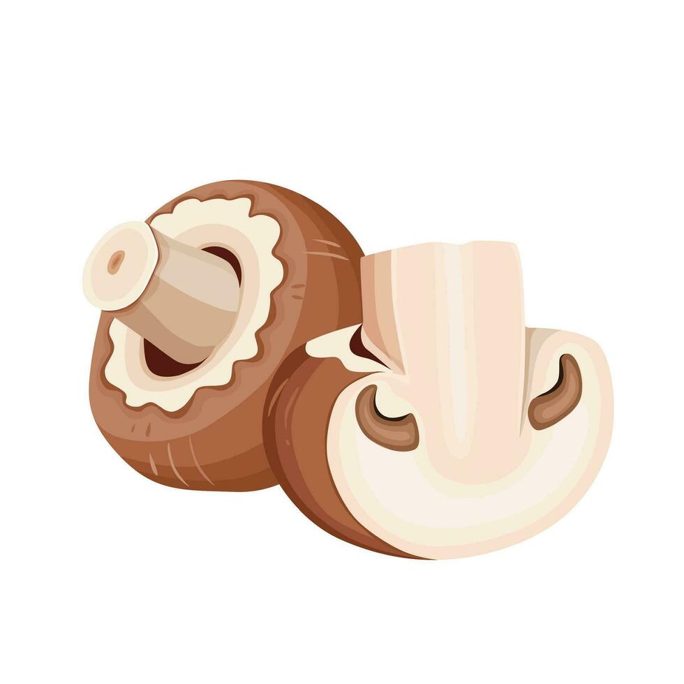Champignon mushrooms ,Cartoon vector icon isolated on white background.