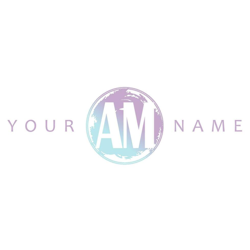 AM Initial Logo Watercolor Vector Design