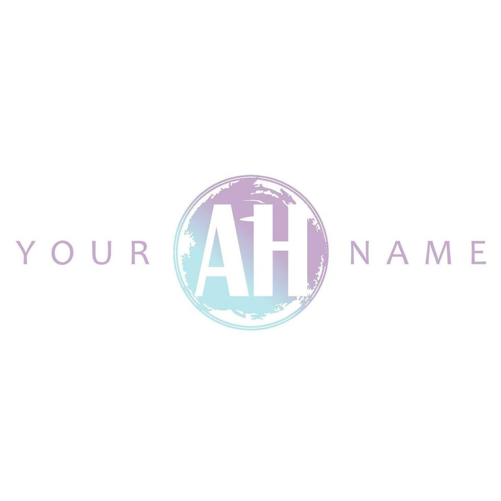 AH Initial Logo Watercolor Vector Design
