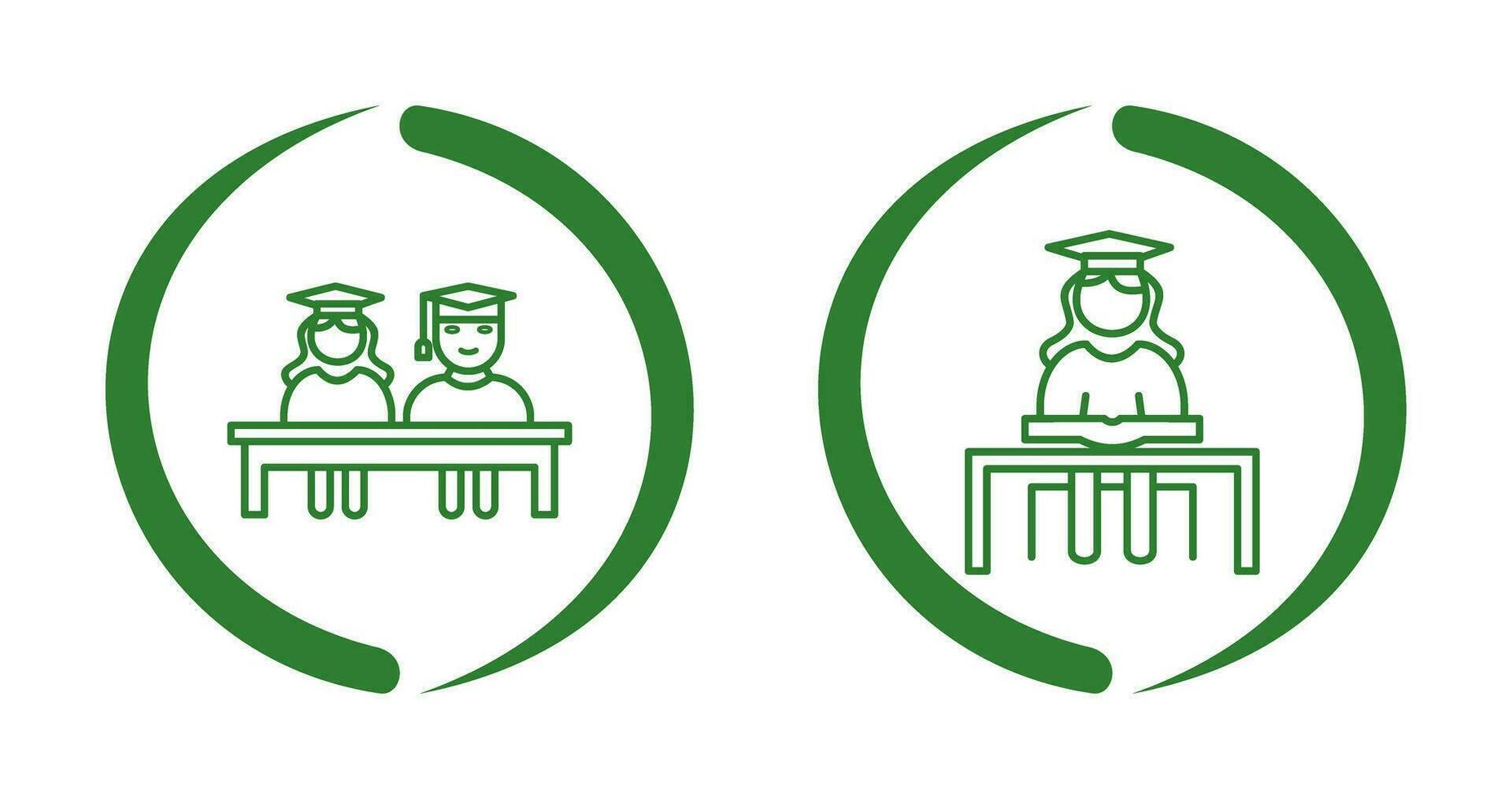 Students Sitting and Female Student Icon vector