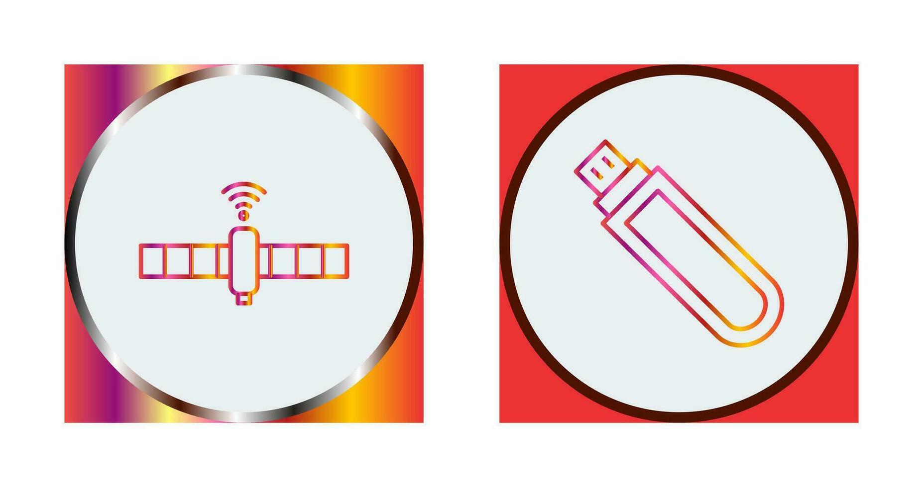 satelllite and usb drive Icon vector
