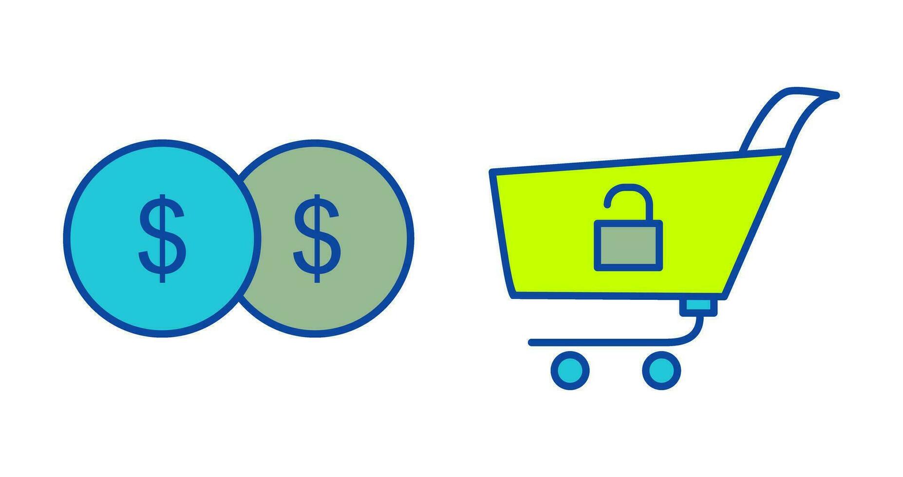 coins and unlock cart Icon vector