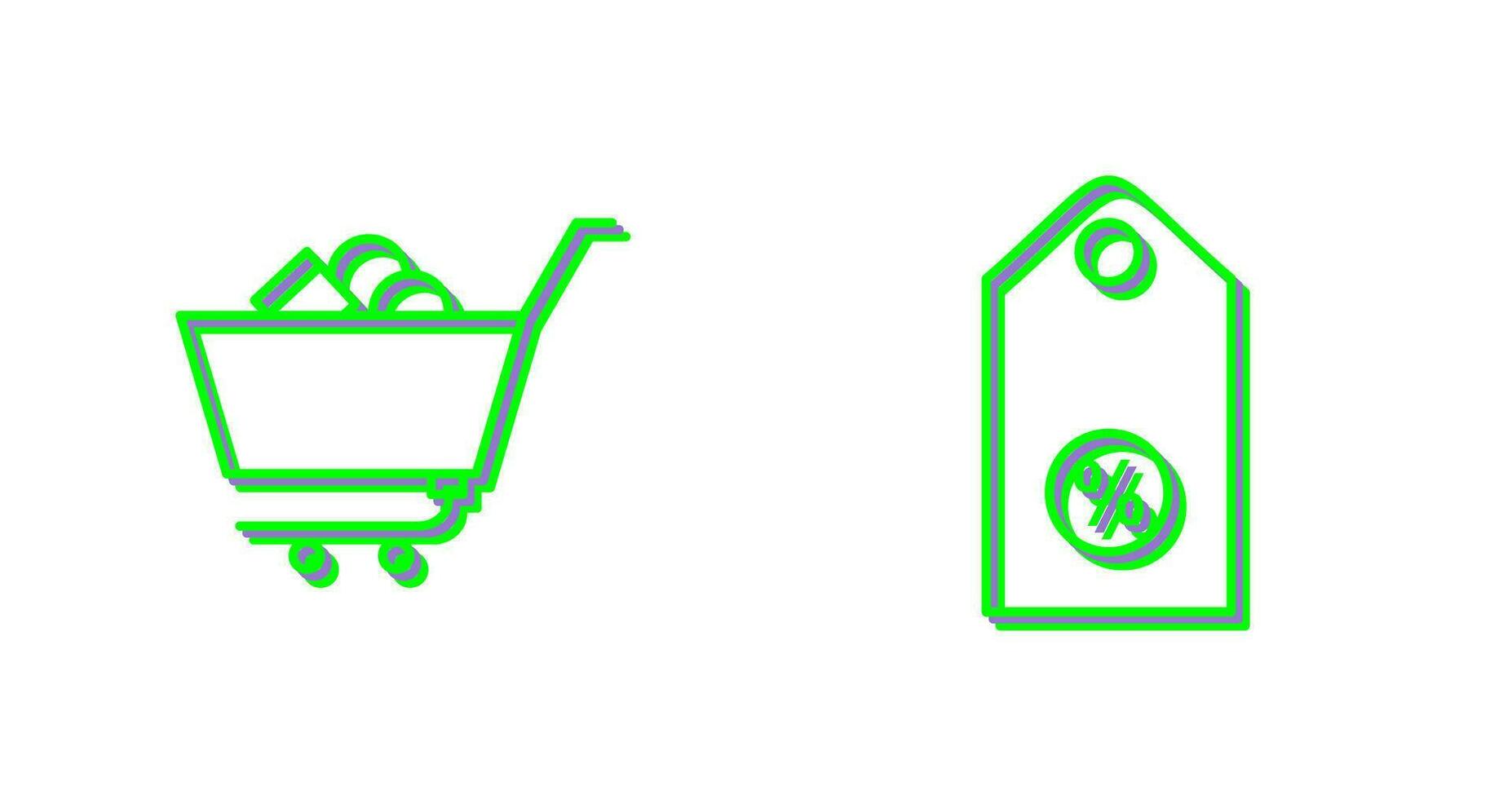 compras carro y descuento etiqueta icono vector