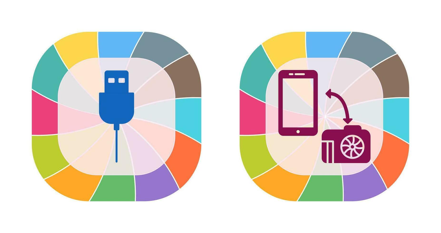 usb cable and transfer images Icon vector