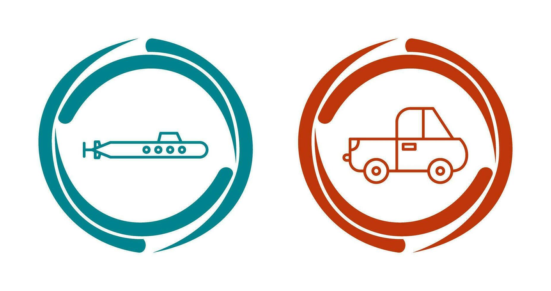 Submarine and Pickup Icon vector