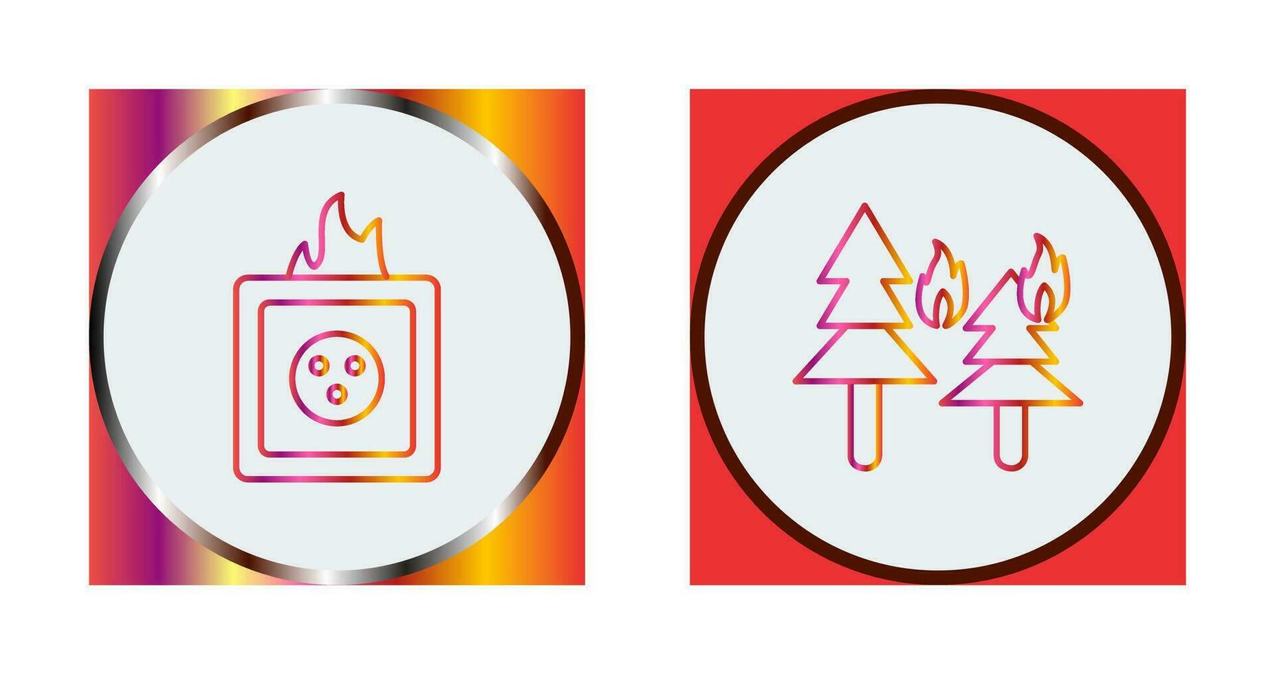 fire in forest and fire in socket Icon vector