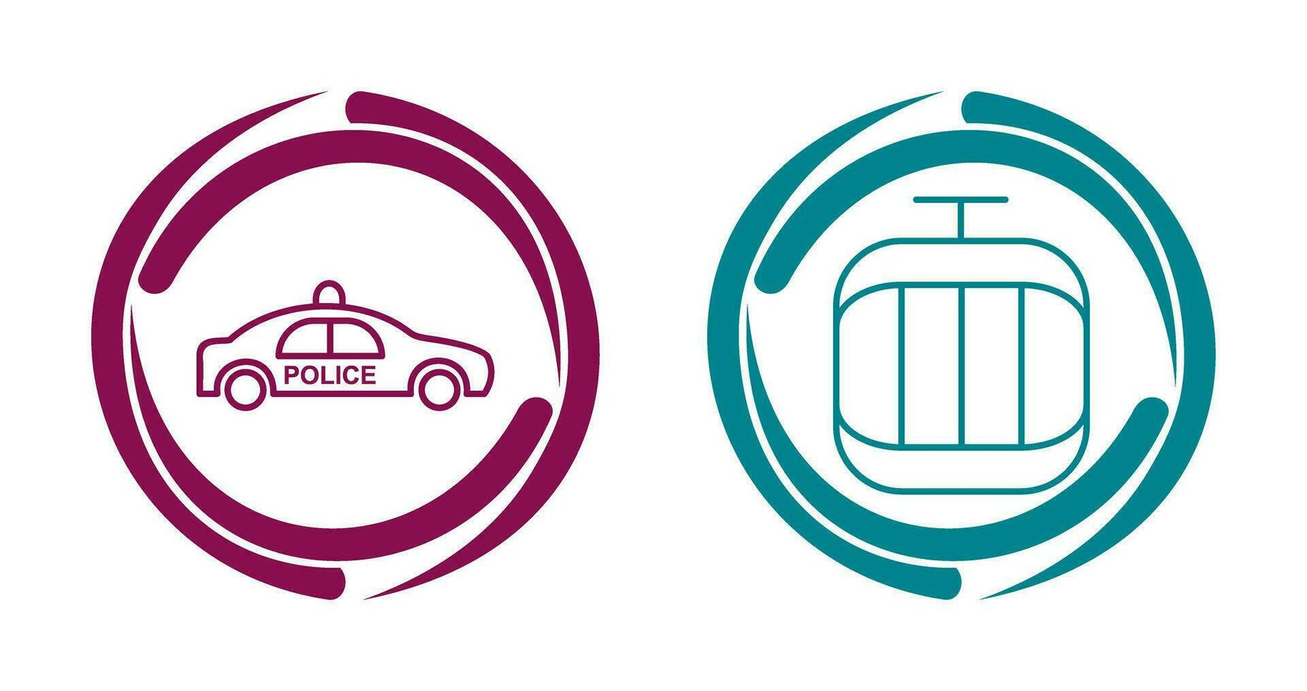 Police Car and Cable Car Icon vector