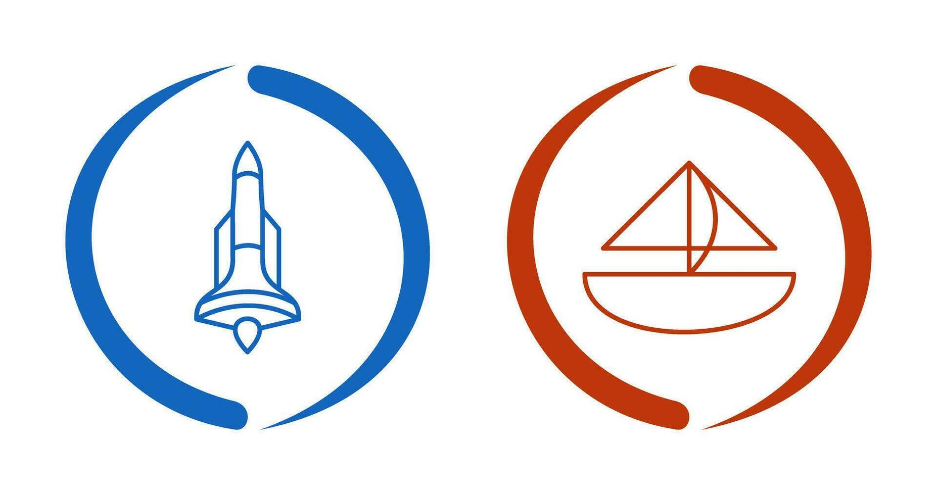 Rocket and Small Yacht Icon vector