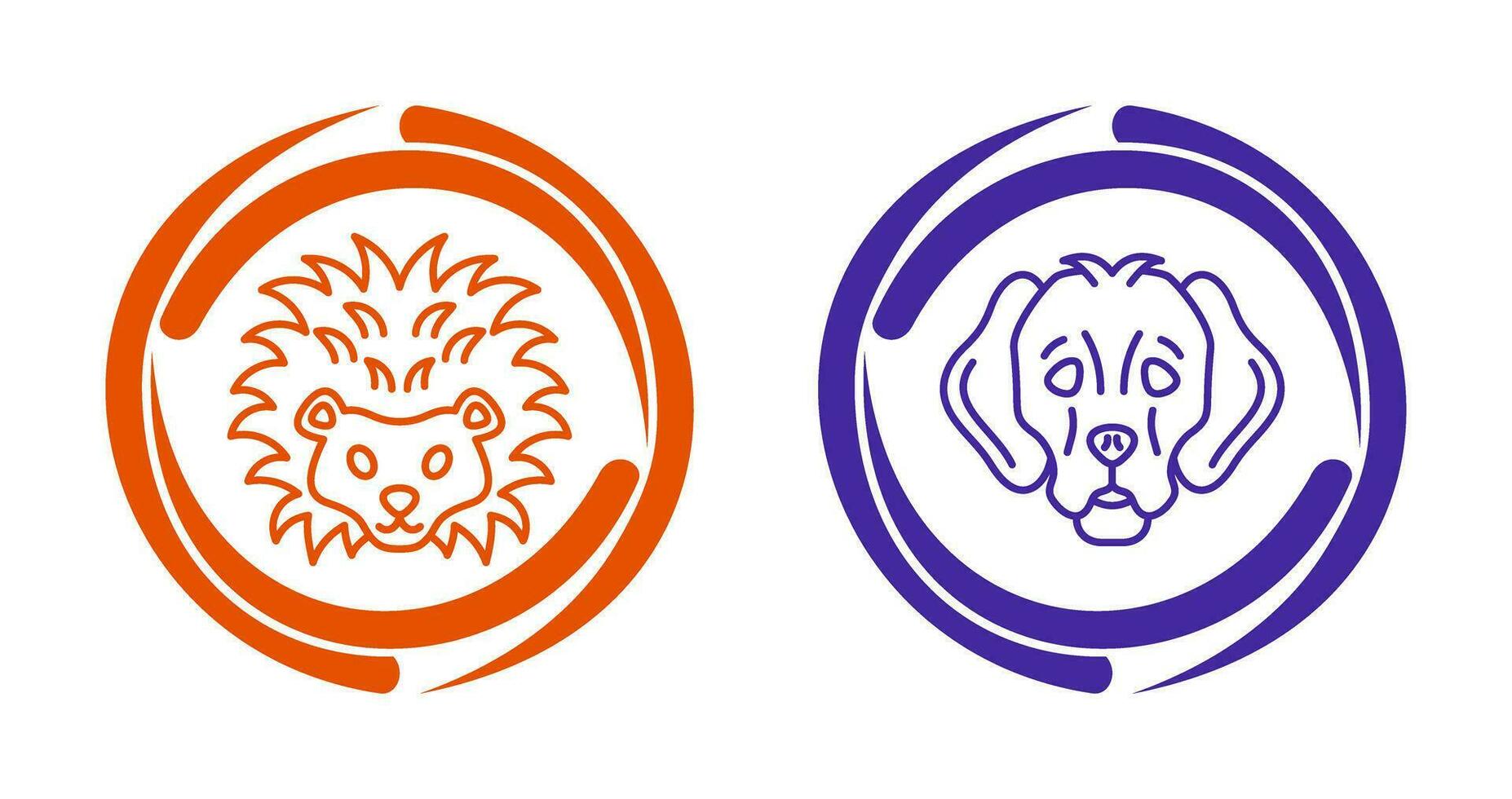 Hedgehog and Dog Icon vector
