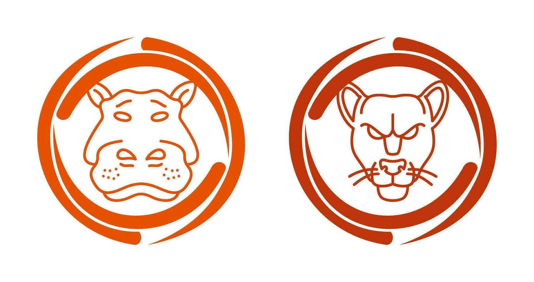 Panther an d Hippo Icon vector