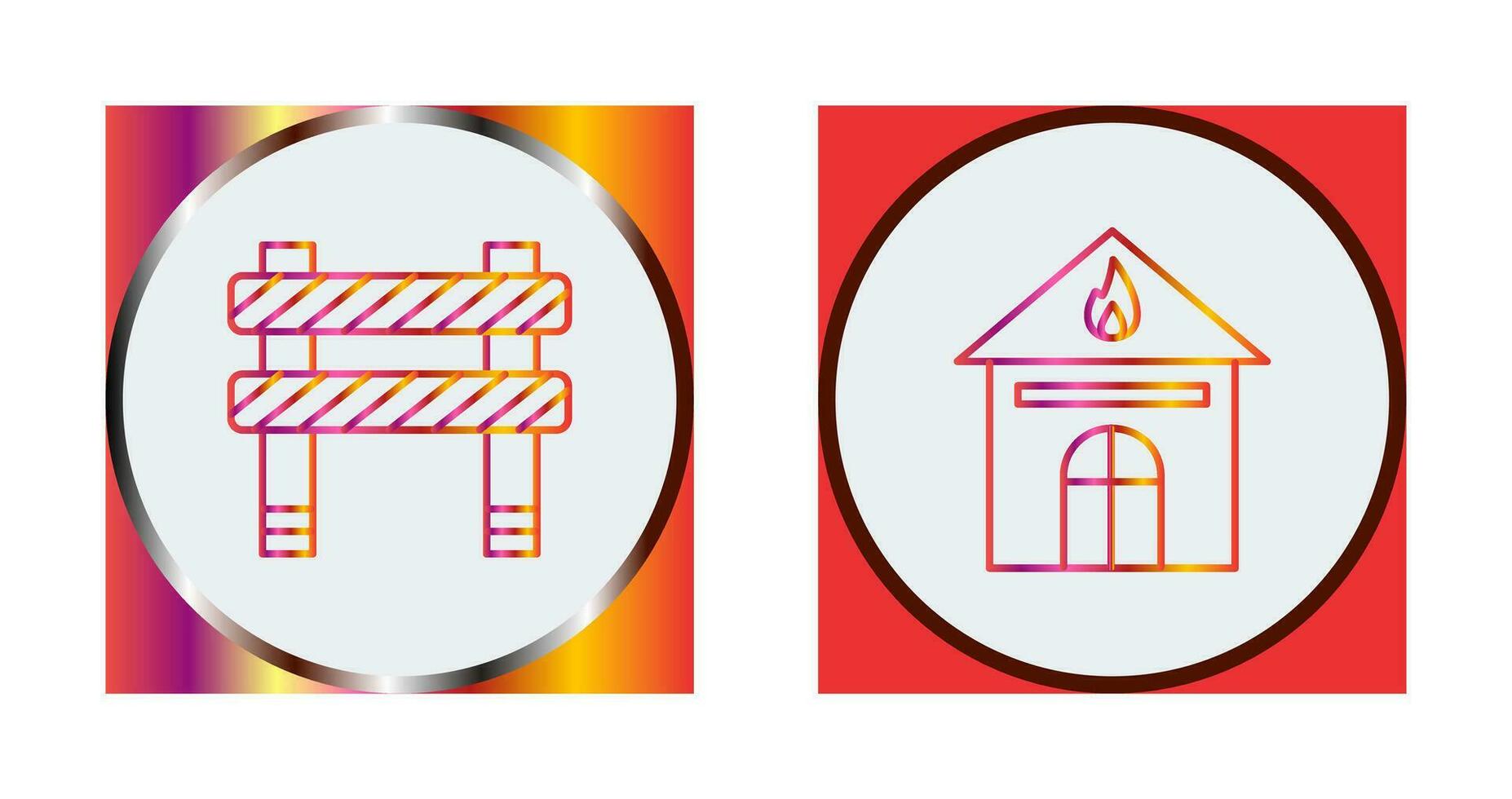 barrier and house on fire Icon vector