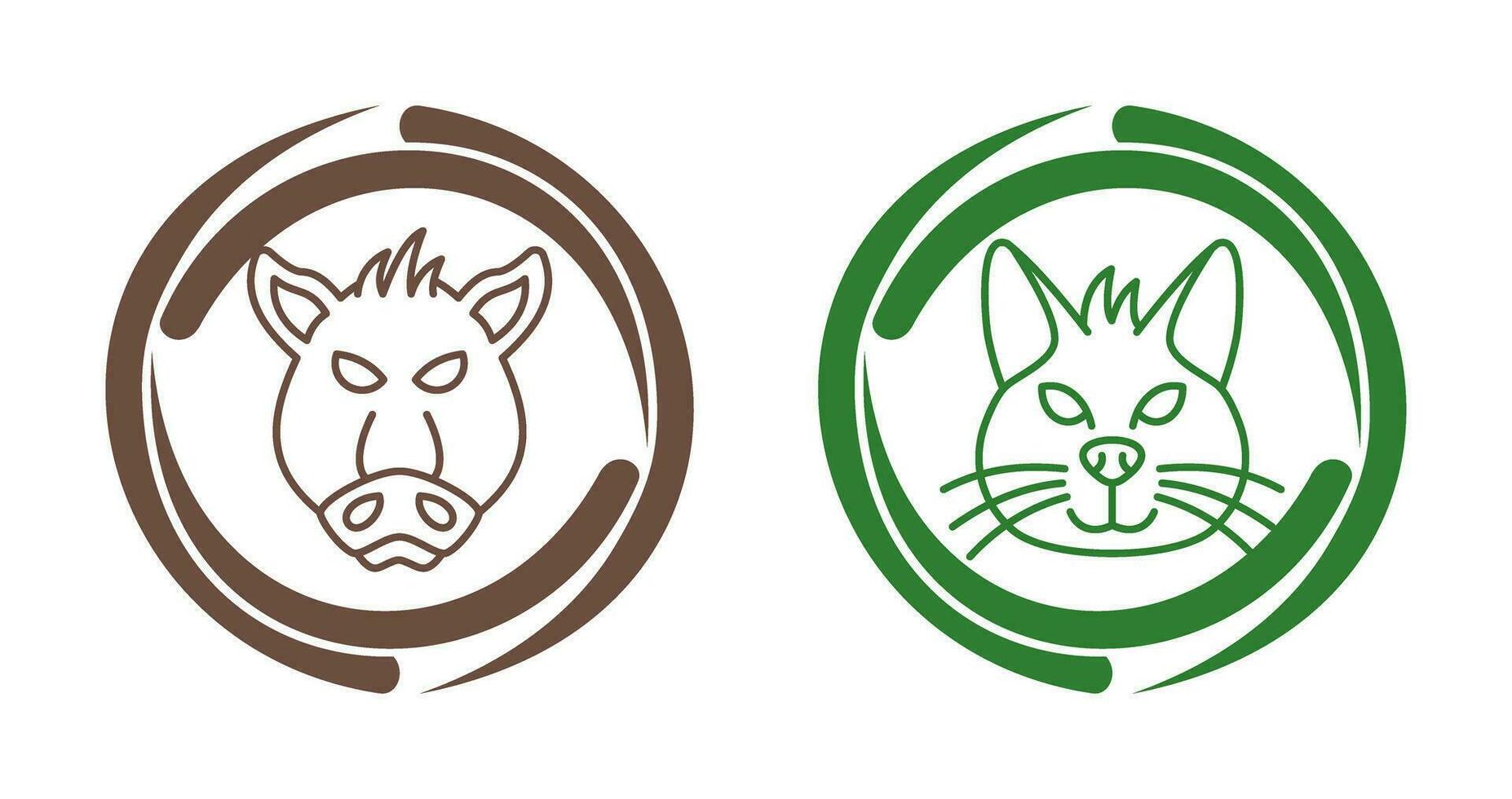 Pig and Cat Icon vector