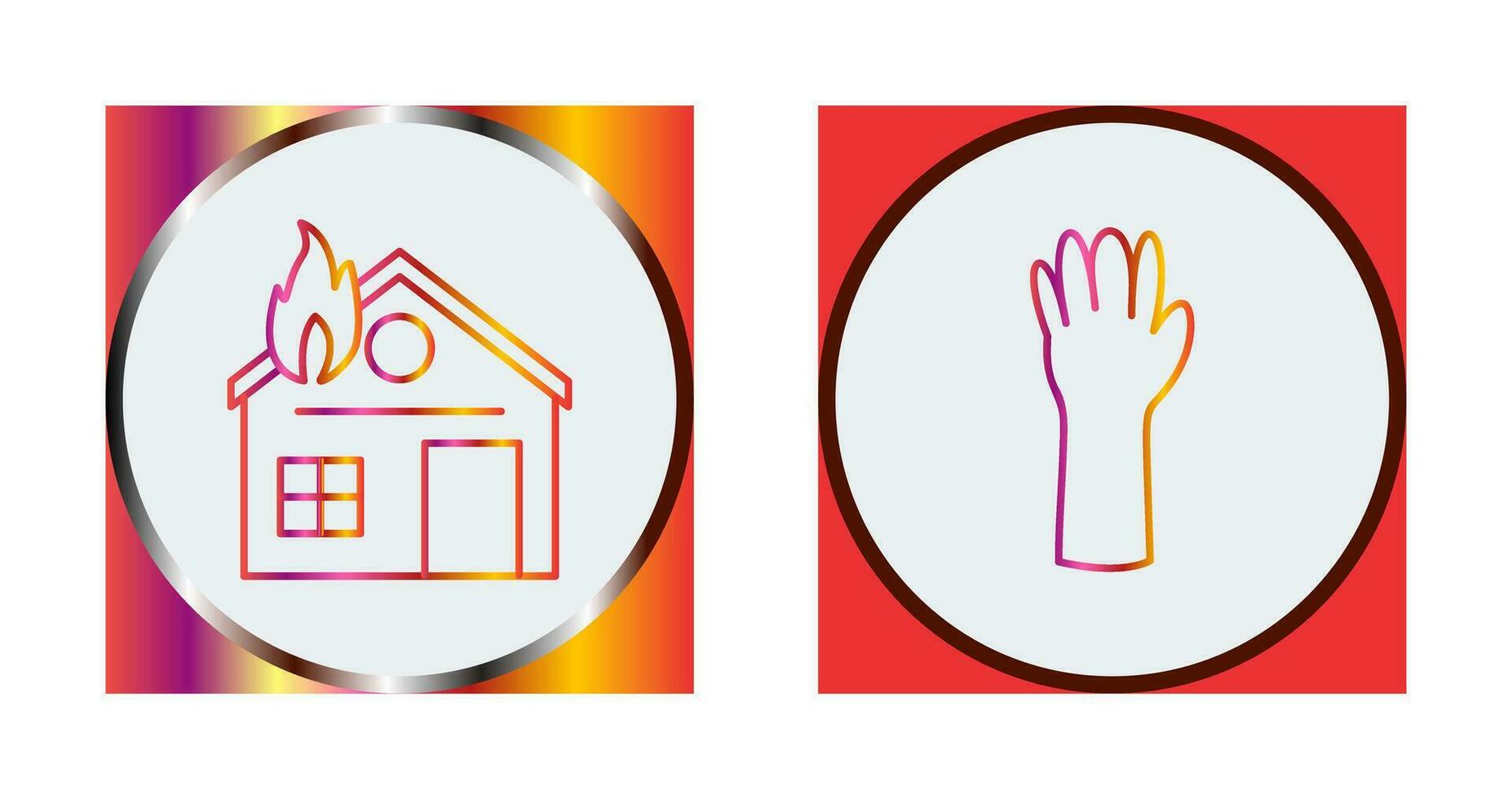 house on fire and gloves Icon vector