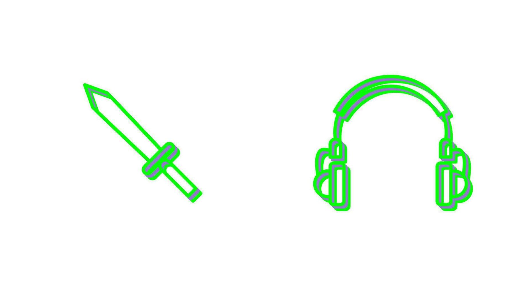 auriculares y espada icono vector