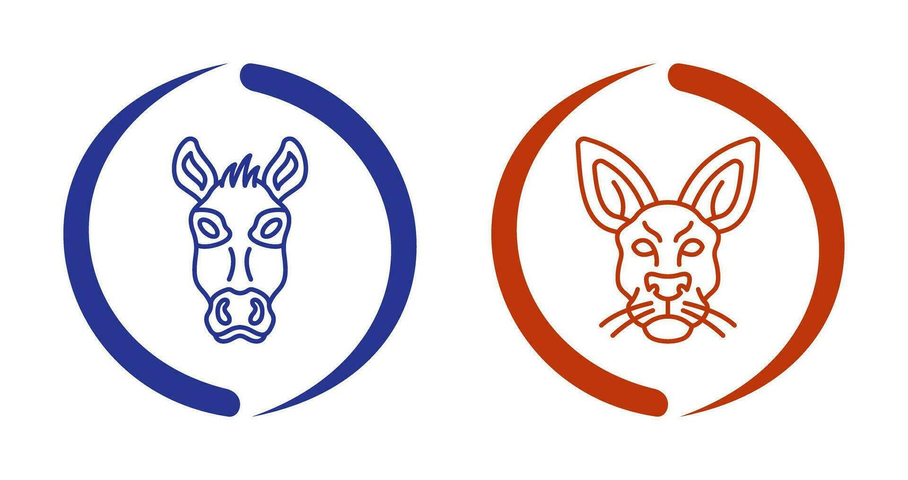 Donkey and Kangaroo Icon vector