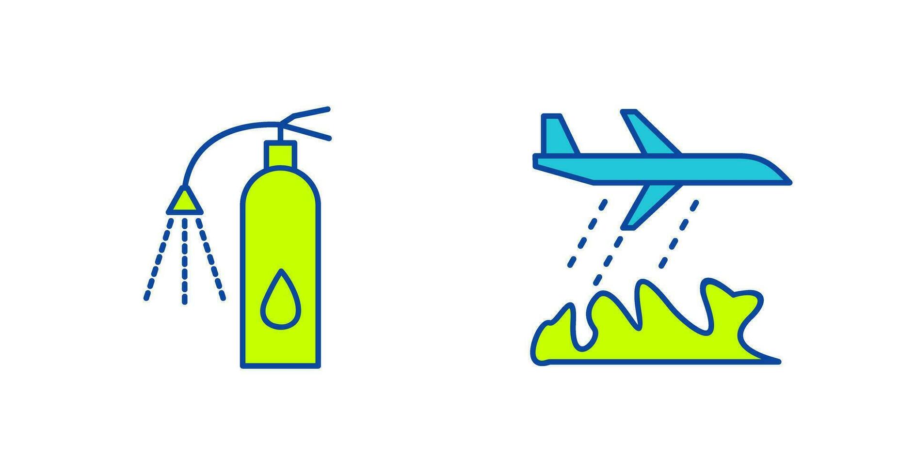 using extinguisher and firefighter plane  Icon vector