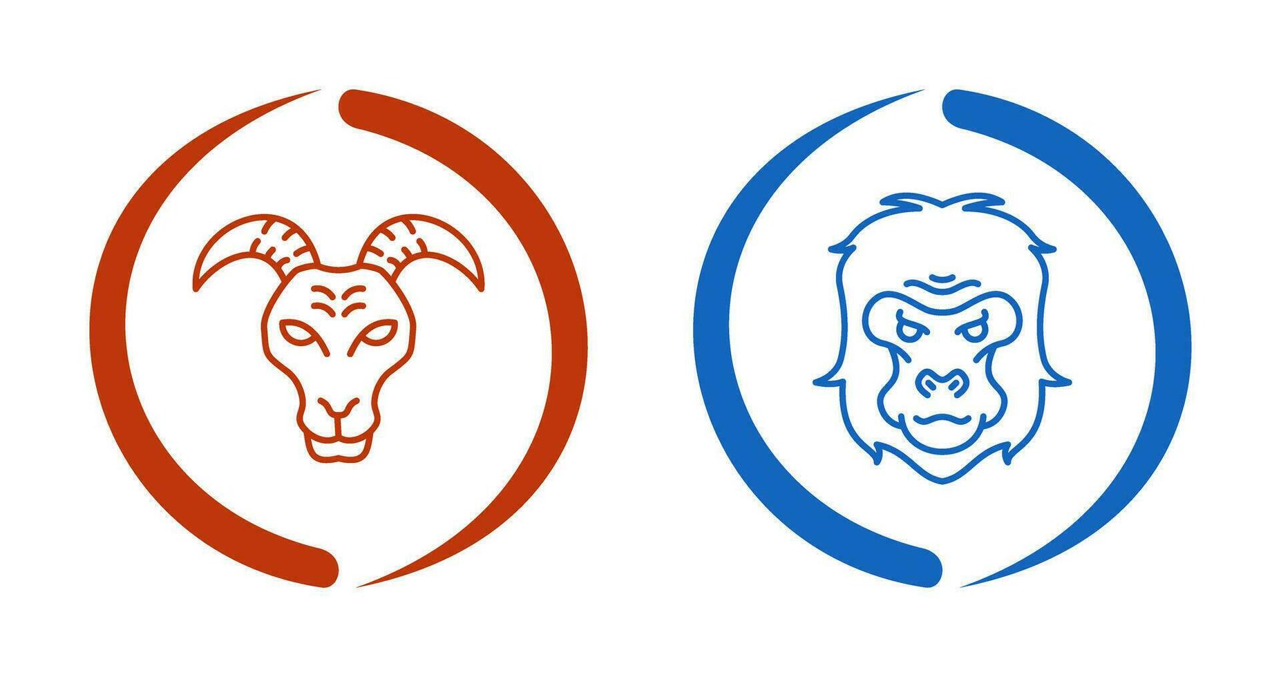 Goat and Gorilla Icon vector