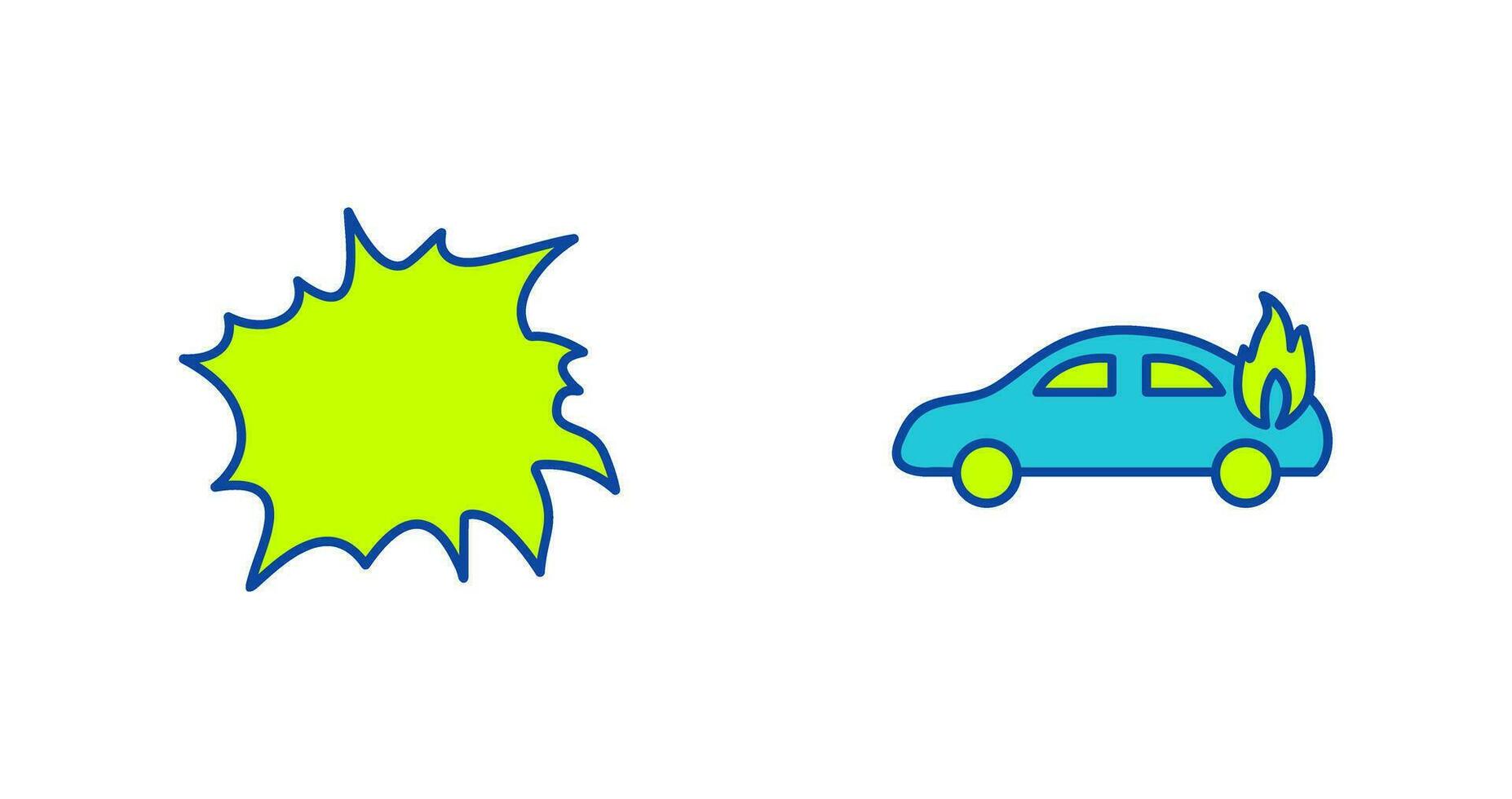 explosion and car on fire  Icon vector