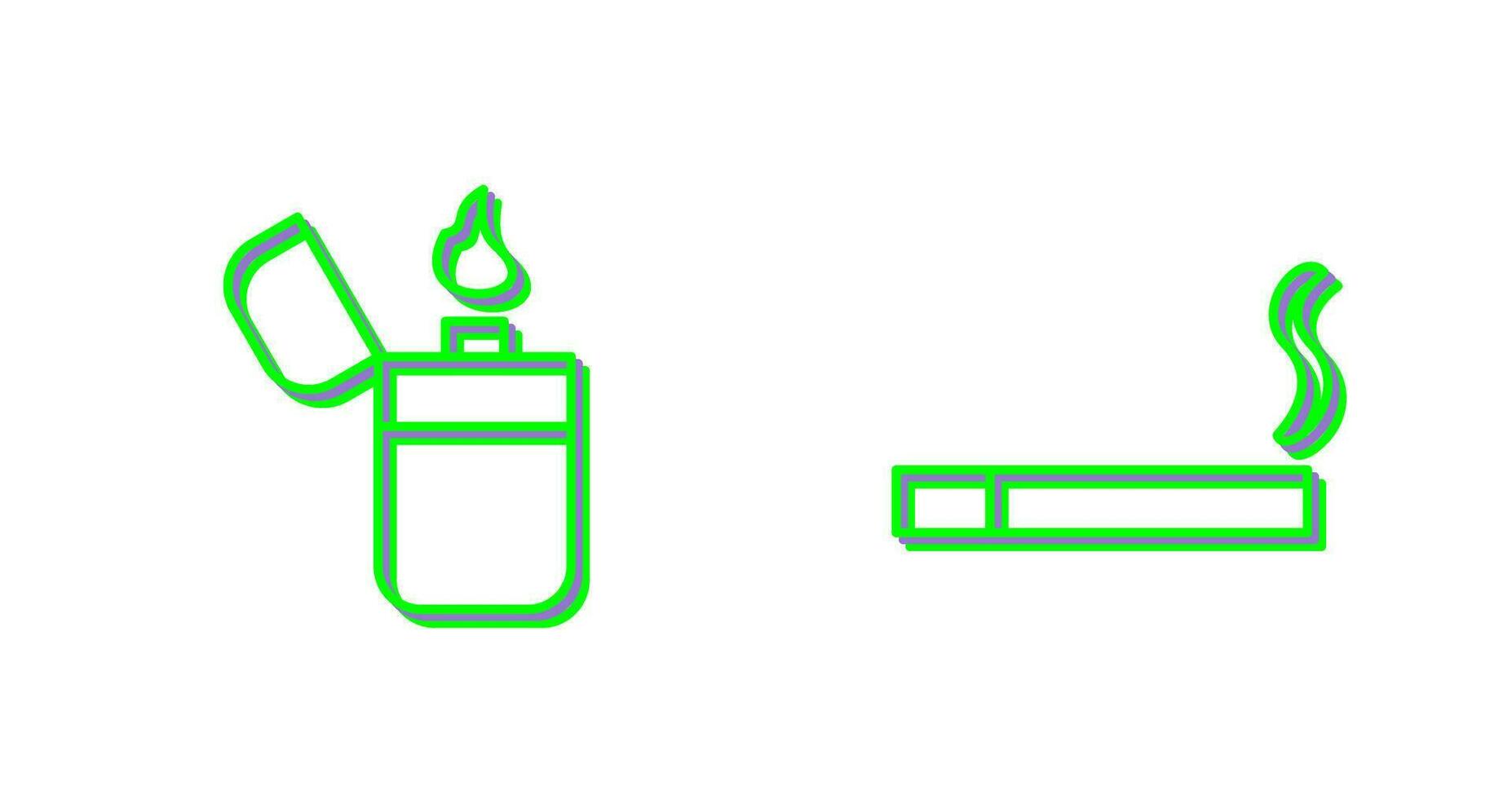 lighter and lit cigarette Icon vector