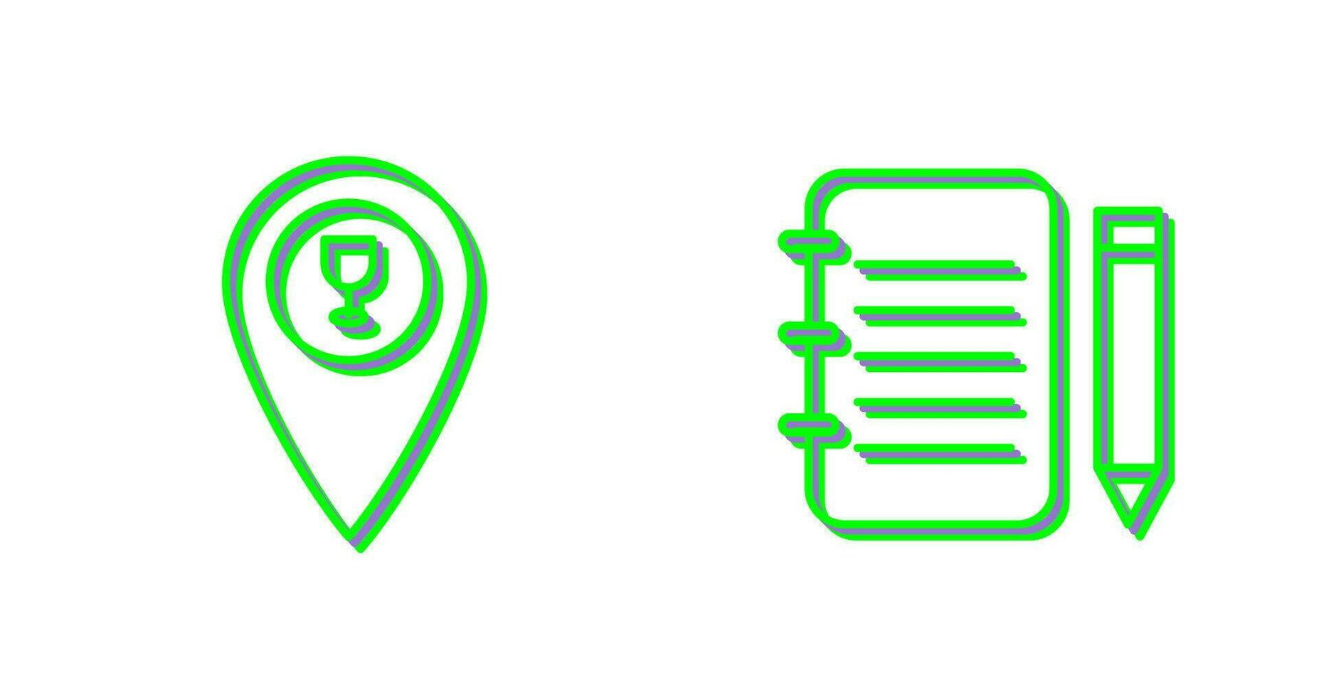bar location and notepad Icon vector