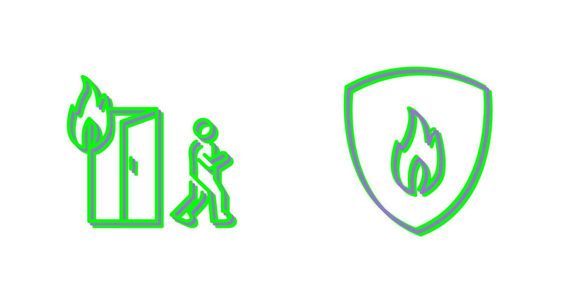 running from fire and fire shield  Icon vector