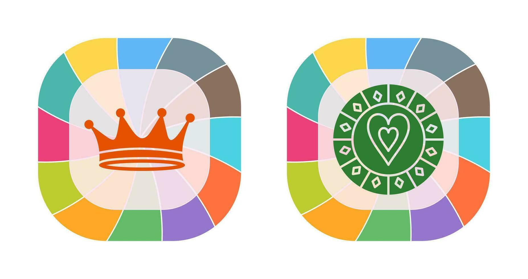 king crown and heart chip Icon vector