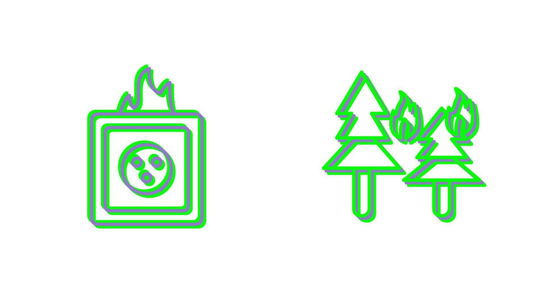 fire in forest and fire in socket Icon vector