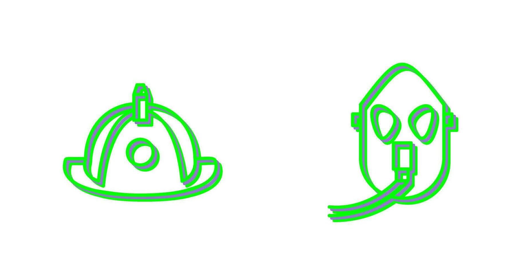 firefighter hat and Oxygen mask Icon vector