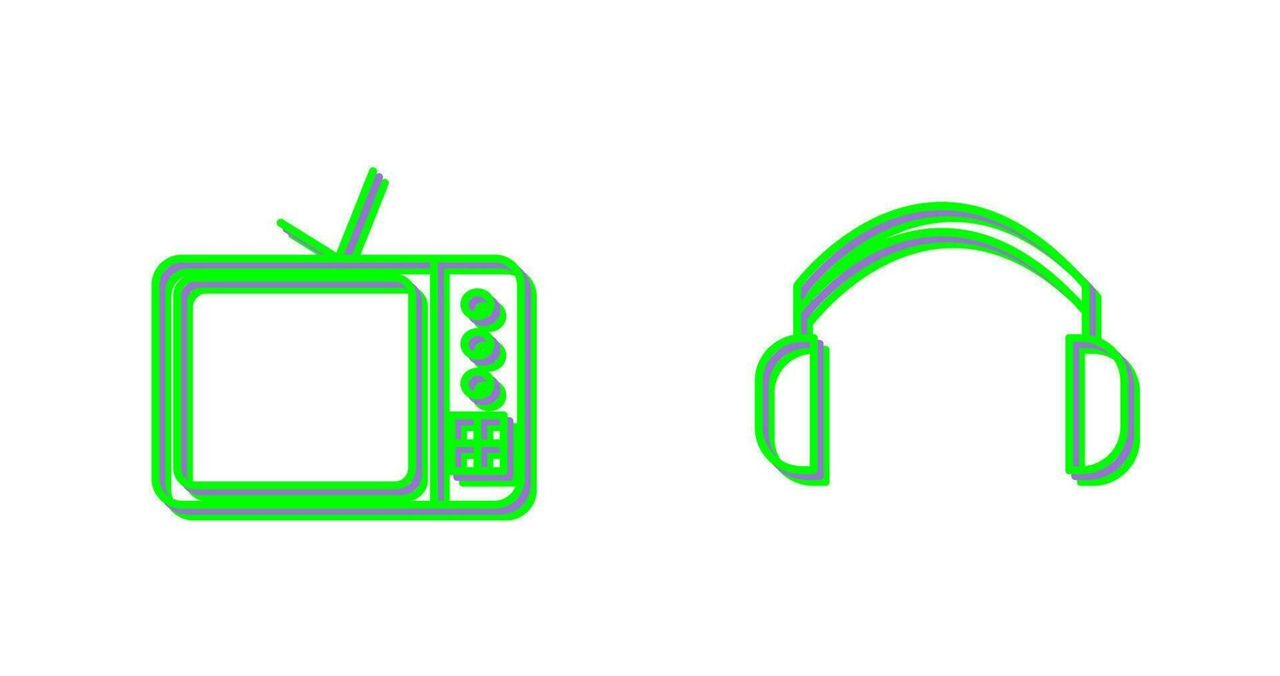 televisión conjunto y auriculares icono vector