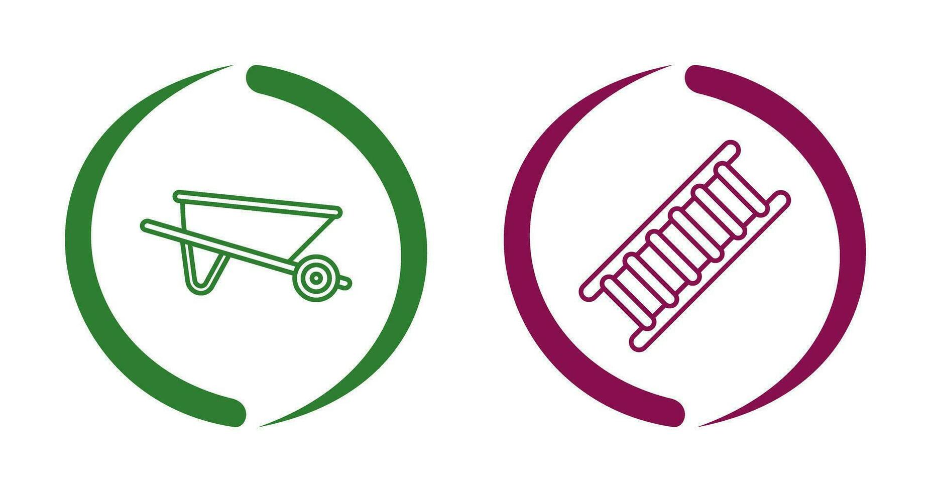 Wheelbarrow and ladder Icon vector