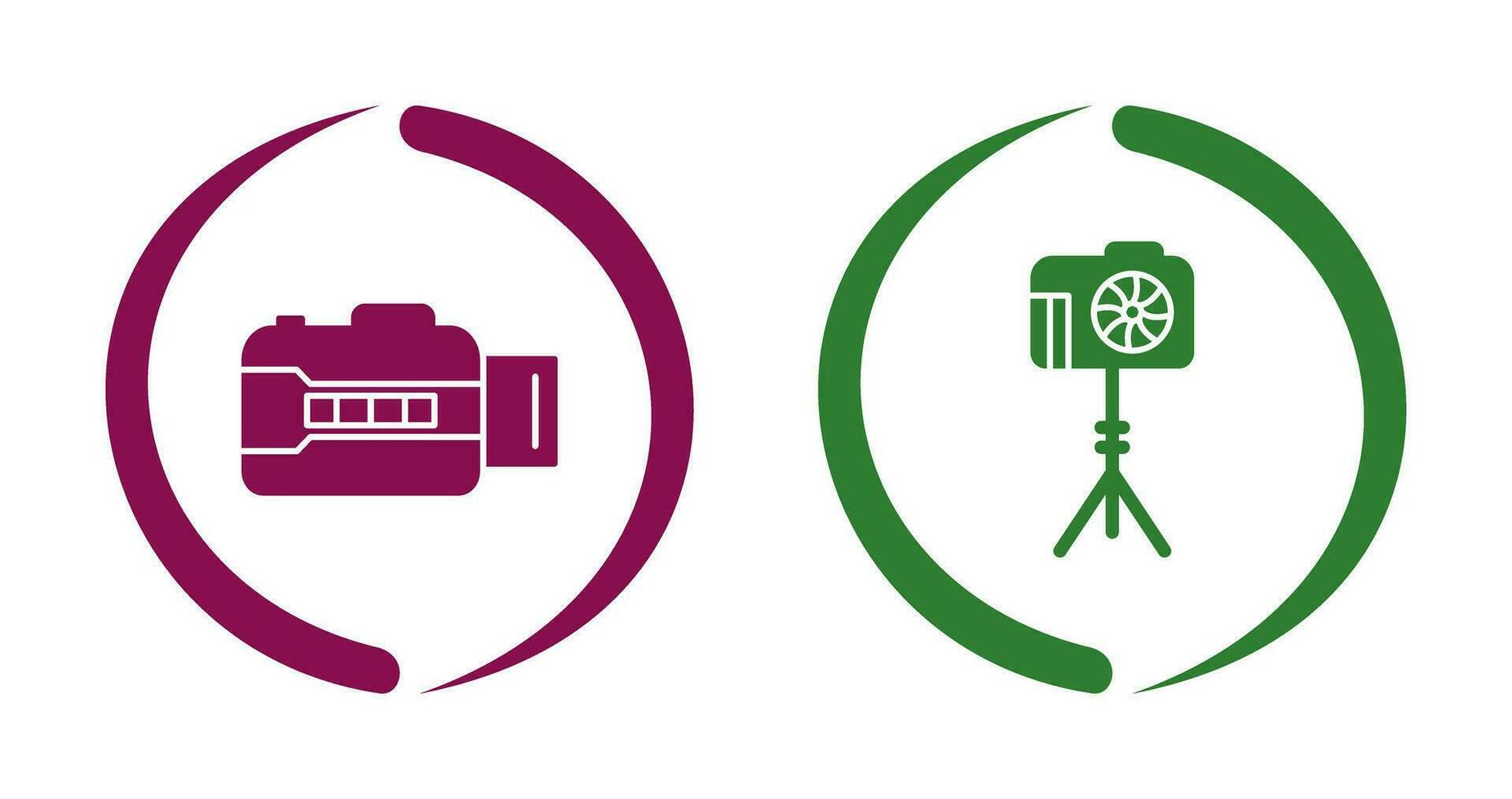 open camera and camera stand  Icon vector