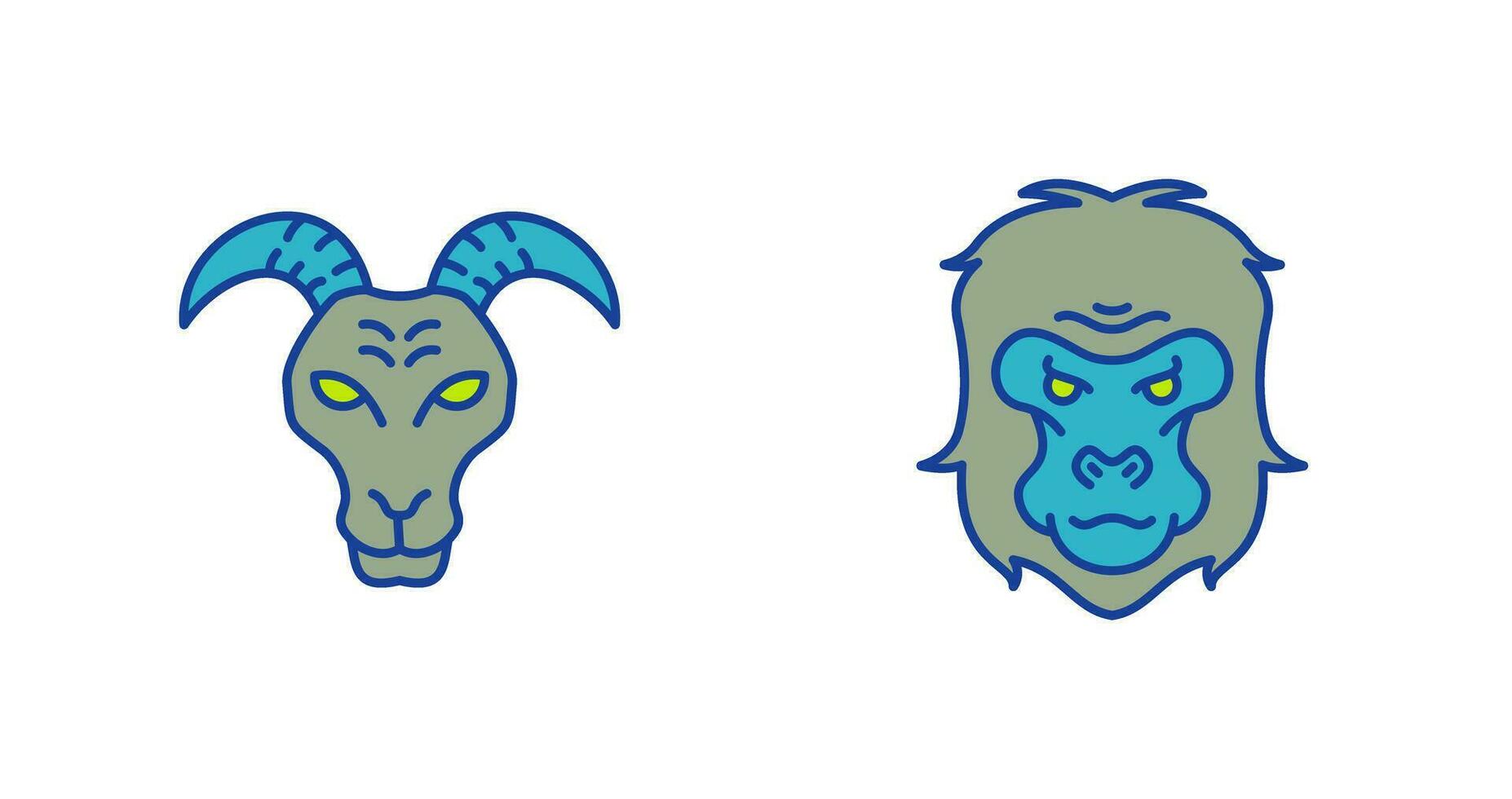 Goat and Gorilla Icon vector