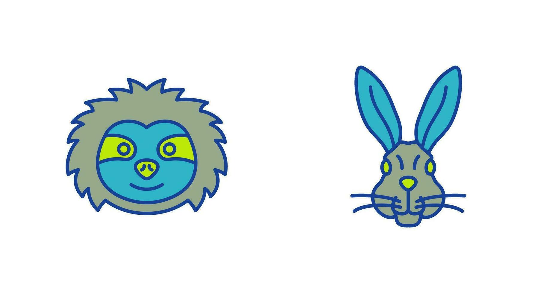 Sloth and Rabbit Icon vector