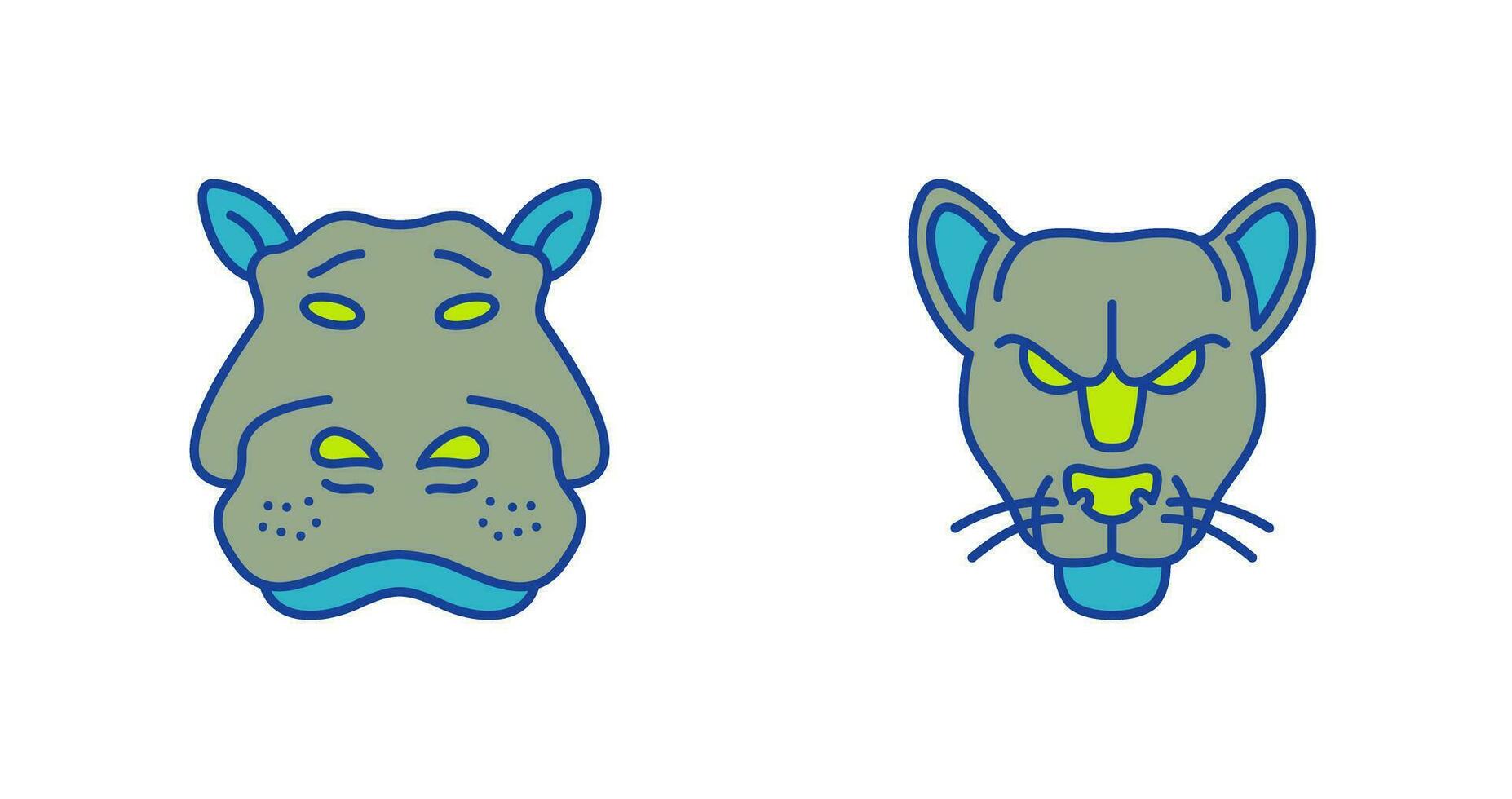 Panther an d Hippo Icon vector