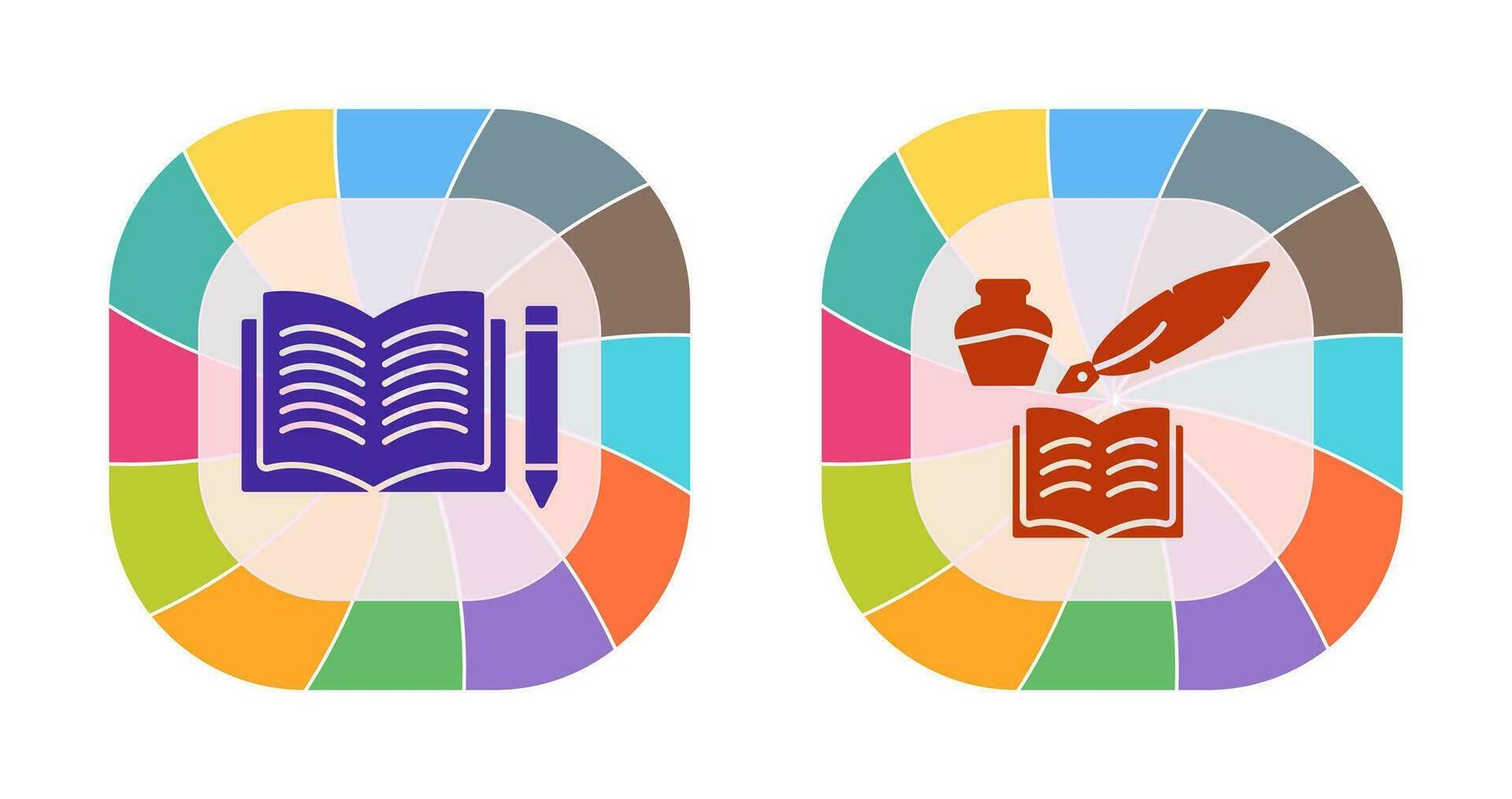 Pencil and Book and Quilland Book Icon vector