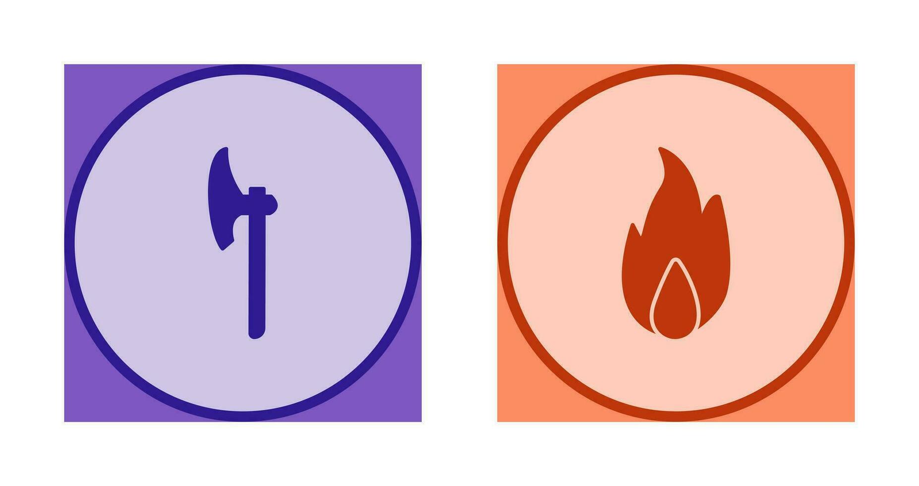 hacha y fuego icono vector