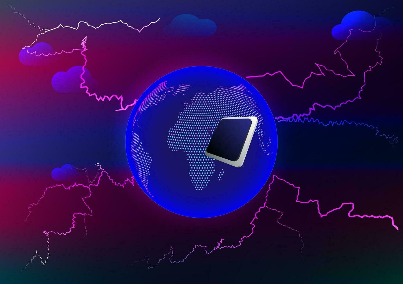 Electricity spark energy network connection world innovation technology abstract background vector illustration
