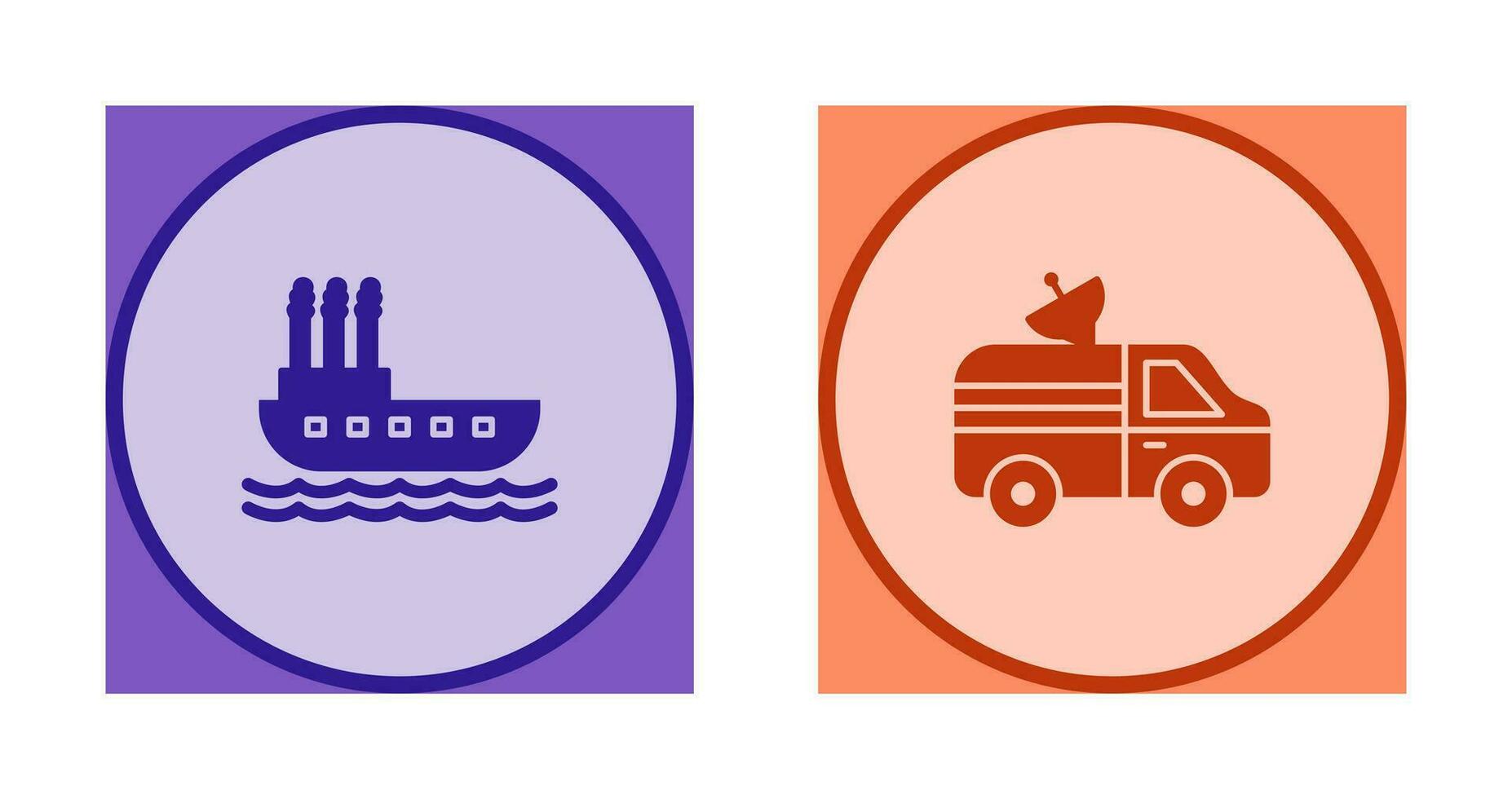 Steamboat and News Van Icon vector