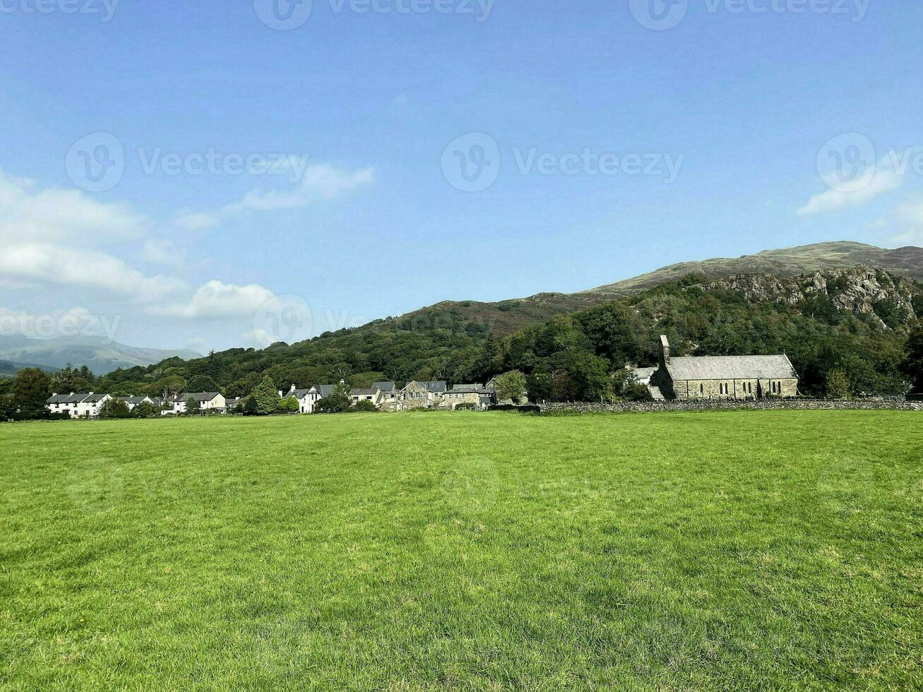 A view of the North Wales countryside at Beddgelert on a sunny day photo