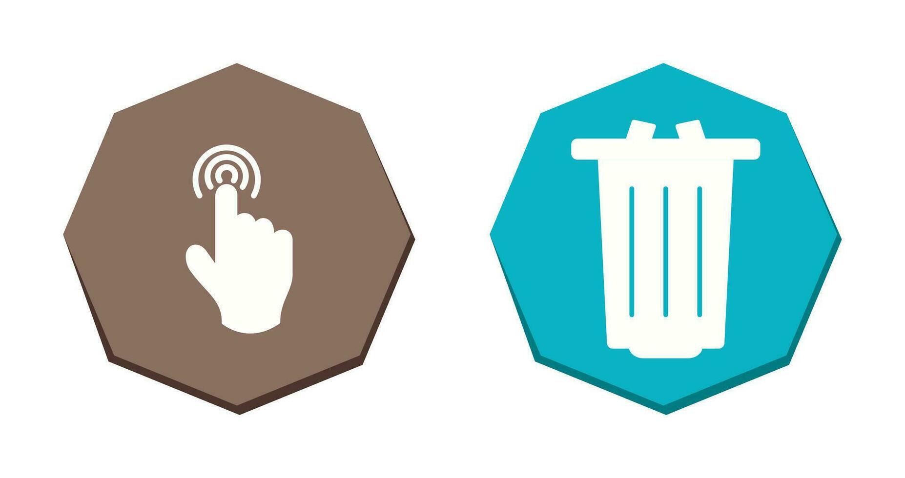 peligro de mano prensa y basura icono vector