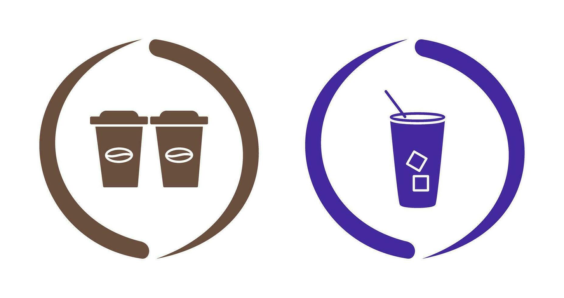 two coffees and Iced Coffee Icon vector