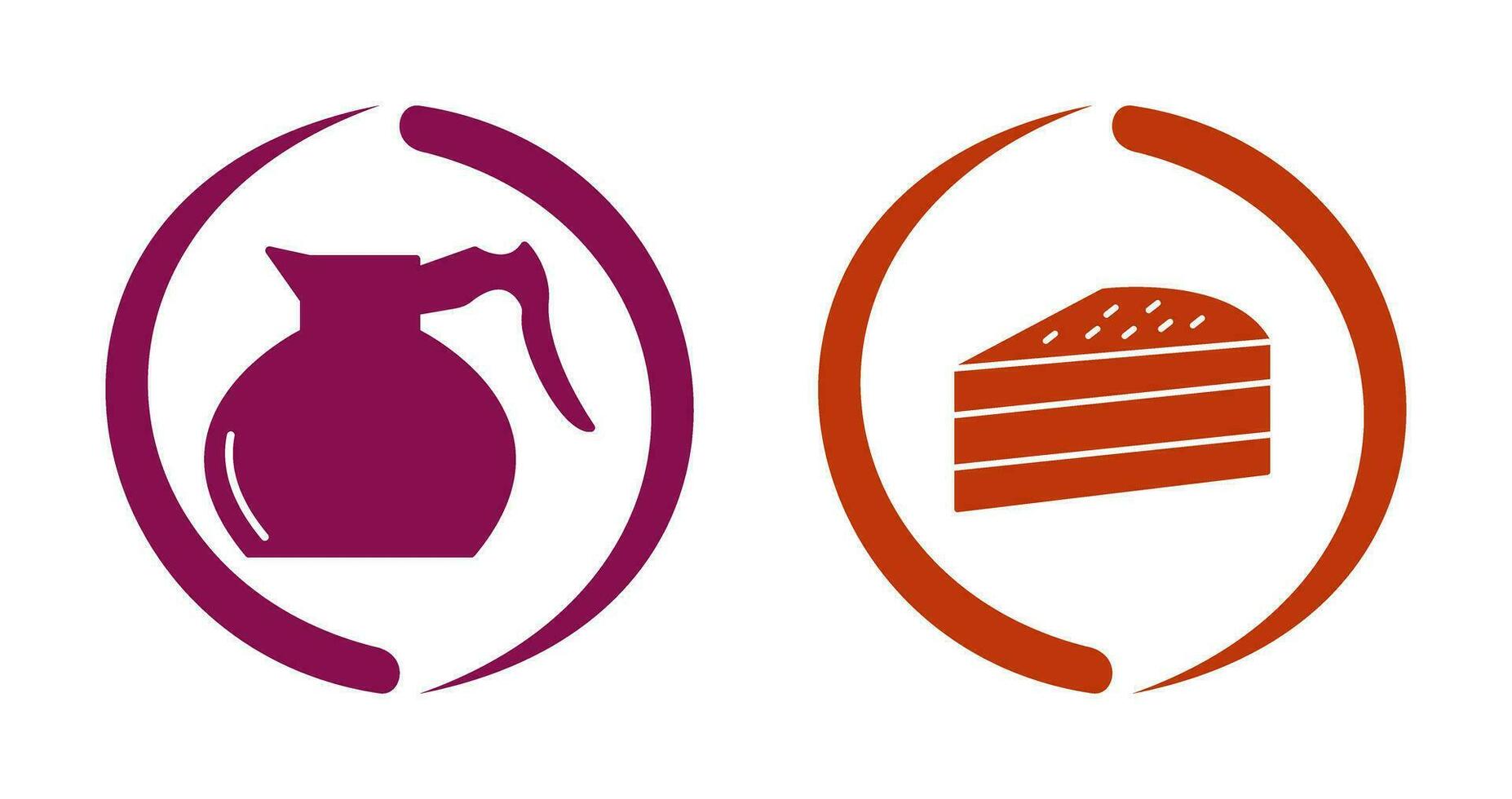 cake slice and coffee pot  Icon vector